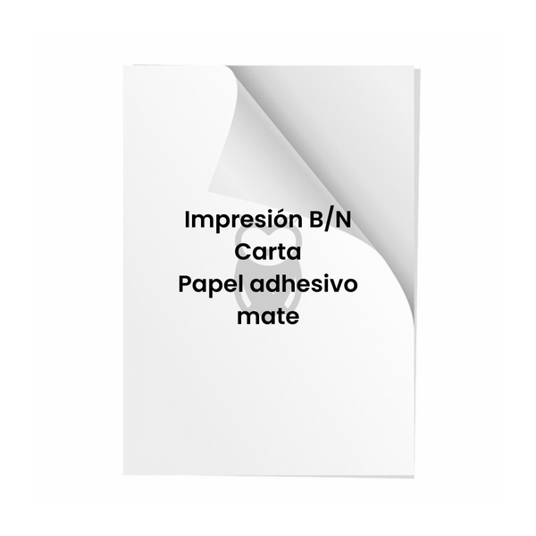 Impresión En Papel Adhesivo Carta Mate Und Blanco Y Negro