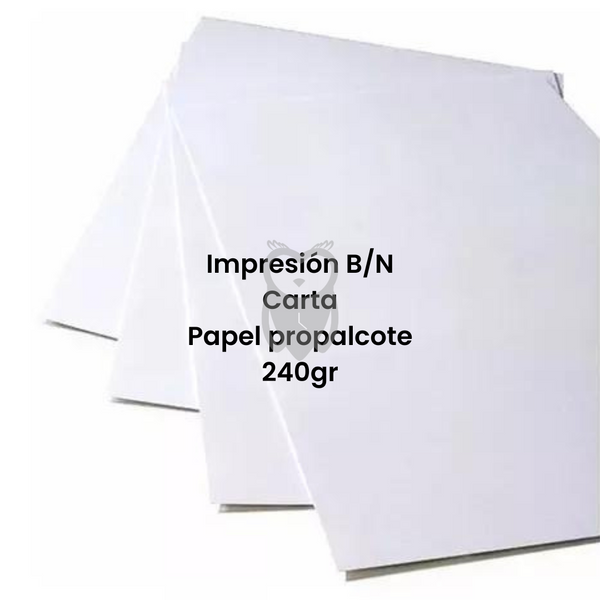 Impresión a blanco y negro papel propalcote 240gr