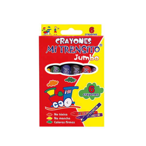 Crayolas X 6 Redonda Extra Jumbo Mi Trensito