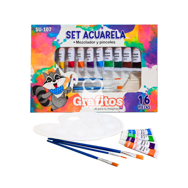 Set acuarela Grafitos x 16 pzs