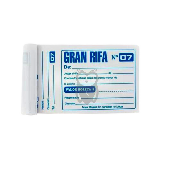 Talonario Super Rifa Grande 100 Hojas