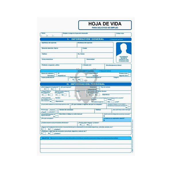 Hoja de Vida azul