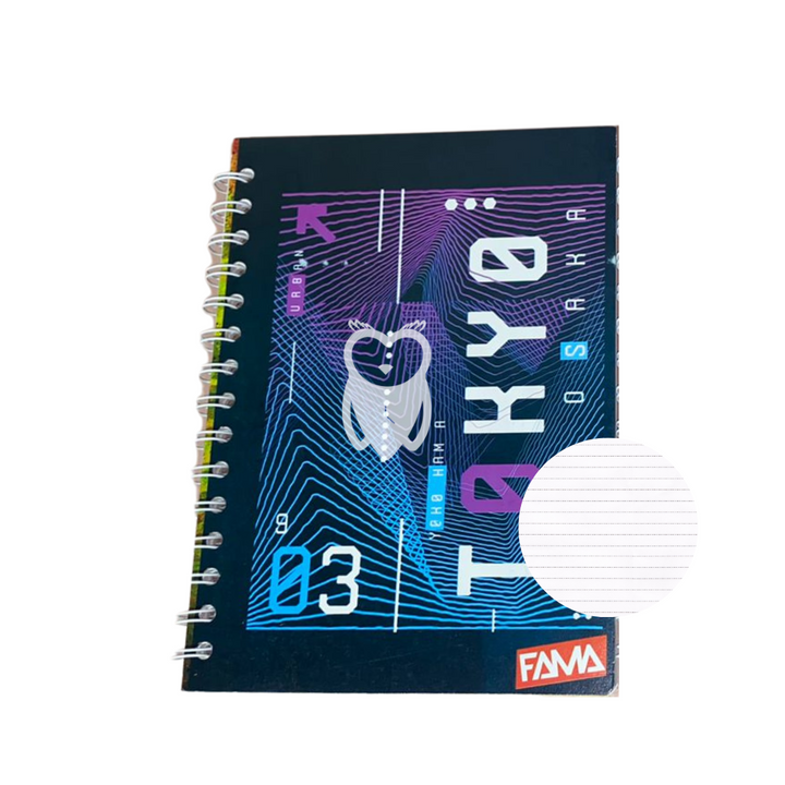 Cuaderno rayado argollado grande masculino fama