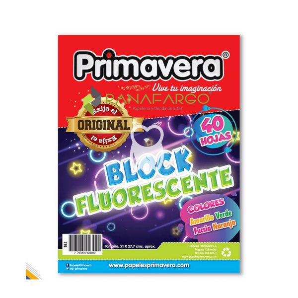 Block Iris Tamaño Carta Fluorescente