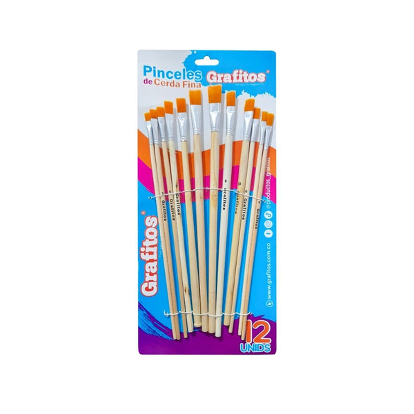Set Pinceles Grafitos Planos X 12