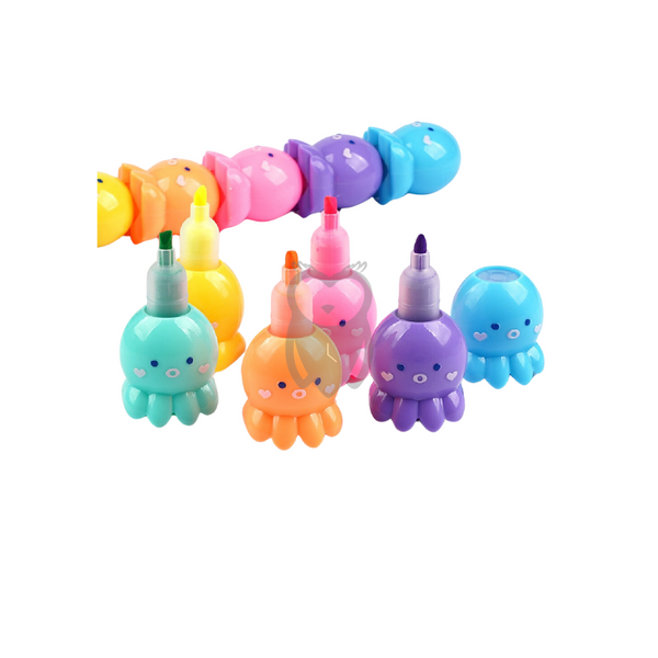 Set Resaltadores Pulpo Kawaii Grafitos