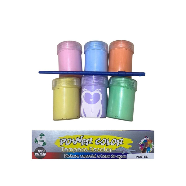 Tempera Power Color X6 Colores Pastel